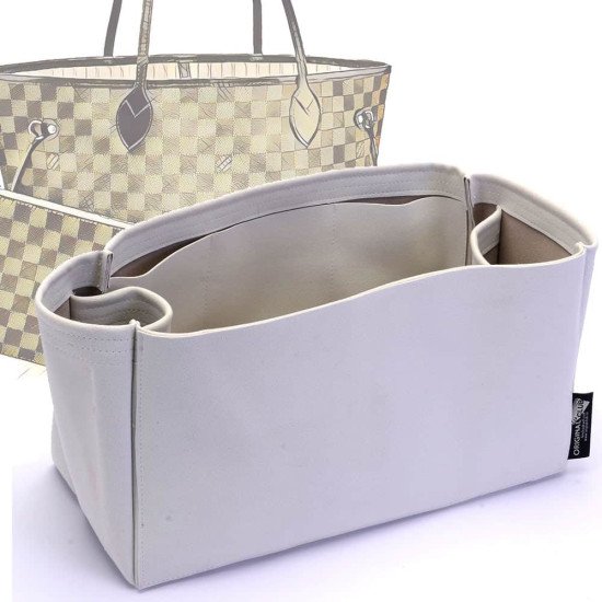 Neverfull PM / MM / GM Suedette Regular Style Leather Handbag Organizer  (Pearl White) (More Colors Available)