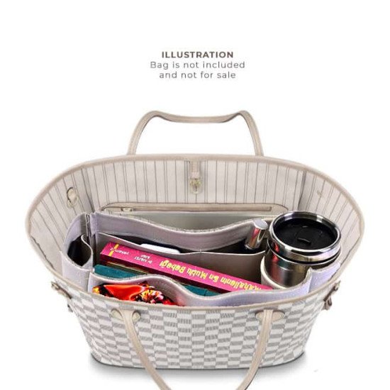 Neverfull PM / MM / GM  Suedette Singular Style Leather Handbag Organizer (Pearl White) (More Colors Available) Neverfull PM / MM / GM  Suedette Singular Style Leather Handbag Organizer (Pearl White) (More Colors Available)