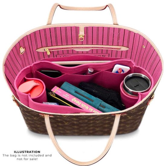 Neverfull PM / MM / GM  Suedette Regular Style Leather Handbag Organizer (Fuchsia) (More Colors Available) Neverfull PM / MM / GM  Suedette Regular Style Leather Handbag Organizer (Fuchsia) (More Colors Available)