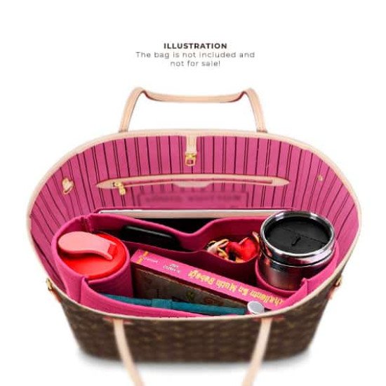 Neverfull PM / MM / GM  Suedette Regular Style Leather Handbag Organizer (Fuchsia) (More Colors Available) Neverfull PM / MM / GM  Suedette Regular Style Leather Handbag Organizer (Fuchsia) (More Colors Available)