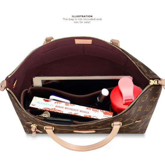 Iena MM Suedette Singular Style Leather Handbag Organizer (Mahogany) (More Colors Available)