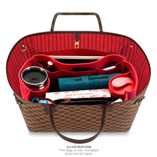 Neverfull PM / MM / GM  Suedette Regular Style Leather Handbag Organizer (Red) (More Colors Available)