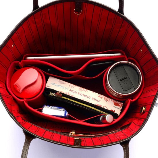 Neverfull PM / MM / GM  Suedette Regular Style Leather Handbag Organizer (Red) (More Colors Available)