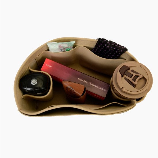 Longchamp Le Pliage Suedette Interior Zipped Pocket Style Leather Handbag Organizer (Beige) (More Colors Available)