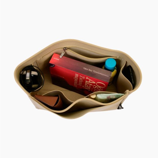 Longchamp Le Pliage Suedette Interior Zipped Pocket Style Leather Handbag Organizer (Beige) (More Colors Available)