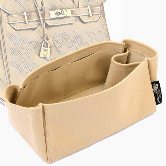 Birkin 25 / 30 / 35 / 40 Suedette Regular Style Leather Handbag Organizer (Beige) (More Colors Available)