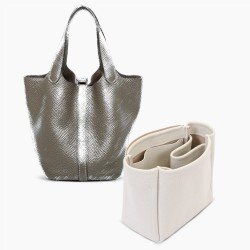 Picotin 18 / 22 / 26 Regular Style Suedette Handbag Organizer (Pearl White) (More Colors Available)