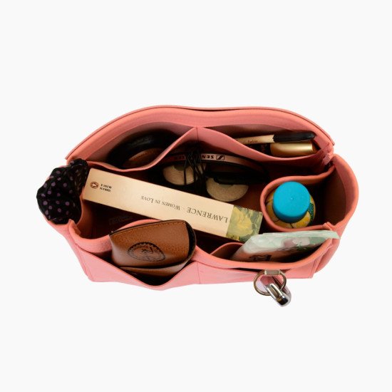 Iena MM Suedette Singular Style Leather Handbag Organizer (Rose Pink) (More Colors Available)