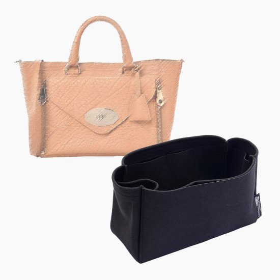 Willow (Mulberry) Suedette Singular Style Leather Handbag Organizer Liner (Black) (More Colors Available)