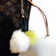 Twin Cherries Rabbit Fur Pompom Bag Charm in Yellow / White 