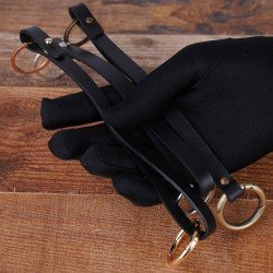 Leather Key Strap Lanyard in Black to Secure Keys to Handbags