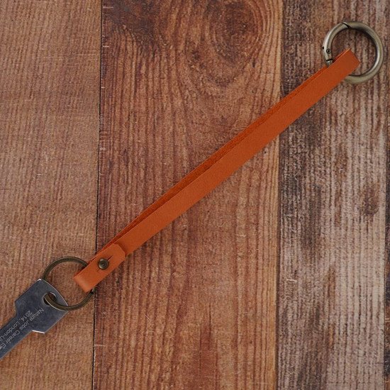 Leather Key Strap Lanyard in Orange to Secure Keys to Handbags Leather Key Strap Lanyard in Orange to Secure Keys to Handbags